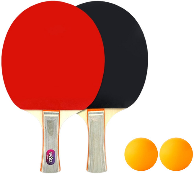 NWSTA 新起點 2拍2球桌球套組 真木海棉橡膠材質 長柄橫拍, NS453, 1組