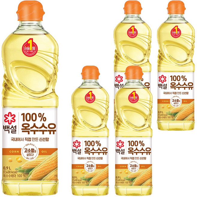 CJ BEKSUL 白雪 玉米油, 900ml, 5個