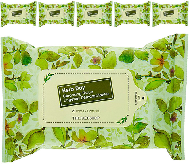 더페이스샵 허브데이 클렌징 티슈, 20매입, 6개