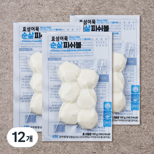 효성어묵 순살 피쉬볼, 120g, 12개