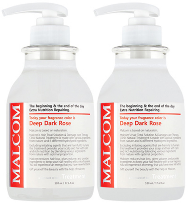 말콤 딥 다크로즈 헤어트리트먼트, 520ml, 2개