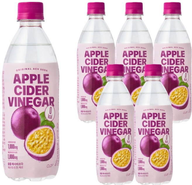 클룹 애사비 패션후르츠 제로 탄산음료, 6개, 500ml