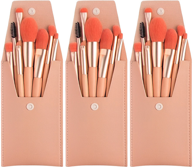 쭈니즈 메이크업 브러쉬 립 아이 블러셔 쉐딩 파우더 미니 브러쉬세트, 분홍, 3개