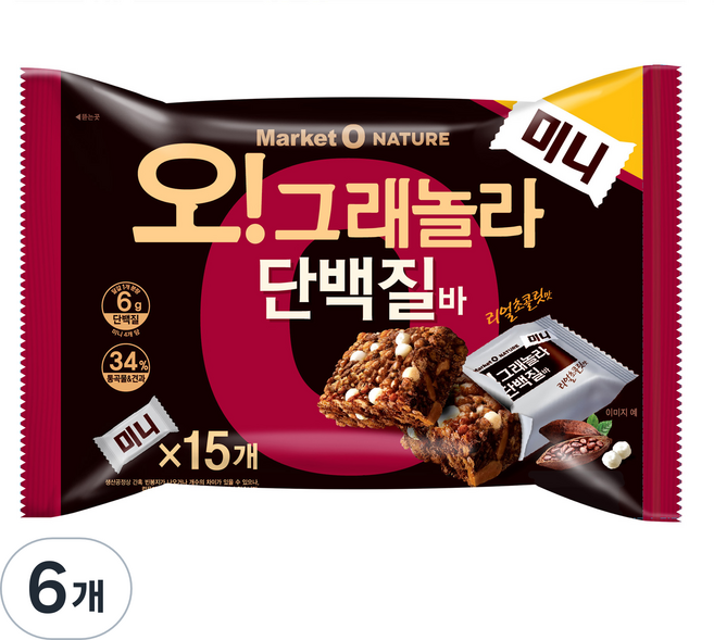 마켓오네이처 오 그래놀라 단백질바 미니, 192g, 6개