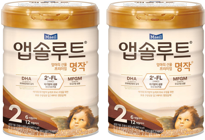 앱솔루트 엄마의 선물 프리미엄 명작 분유 2단계, 800g, 2개