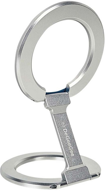 DGG M 雙環 MagSafe 可折疊智慧環手機支架, 金屬銀, 1個