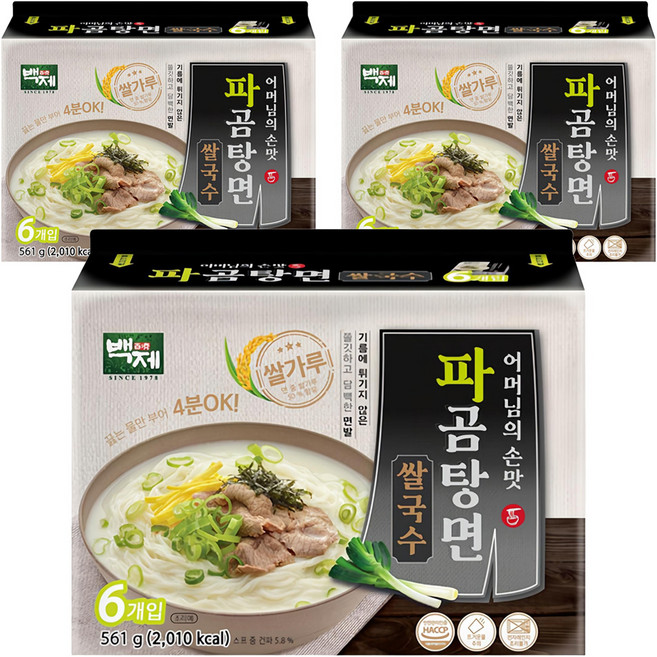 백제 파곰탕면 쌀국수, 561g, 3개