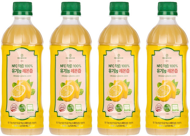 파이토메이드 NFC착즙 100% 유기농 레몬즙, 4개, 500ml