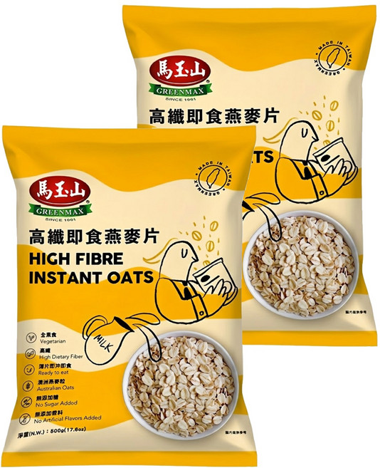馬玉山 高纖即食燕麥片, 500g, 2包