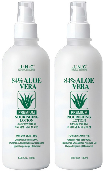 JNC 알로에베라 84%알로에베라 프리미엄 나리싱로션, 180ml, 2개