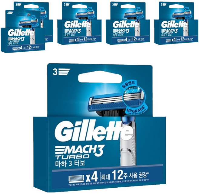 질레트 정품 마하3 터보 면도날, 4개입, 6개