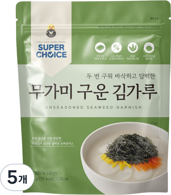 만전김 국내산 슈퍼초이스 무가미 구운 김가루 고명용, 5개, 30g