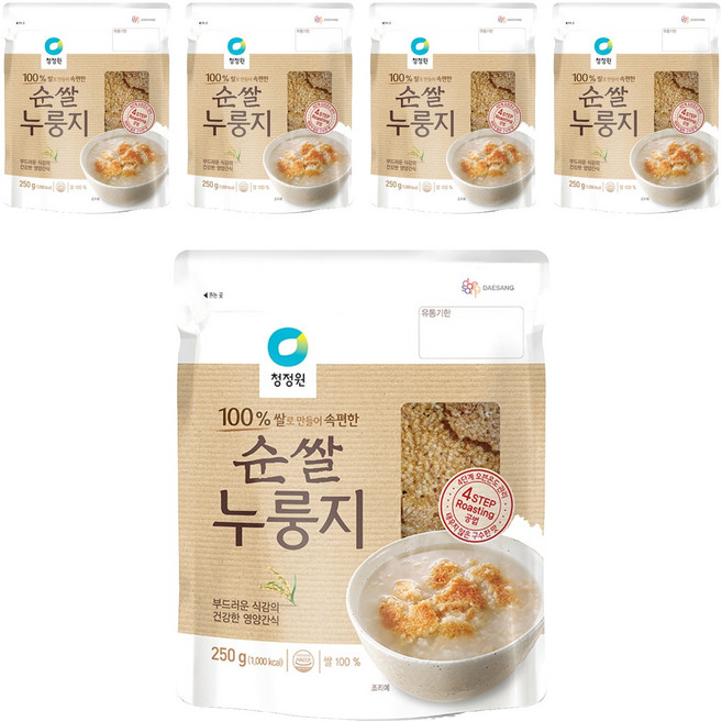 청정원 순쌀 누룽지, 250g, 5개