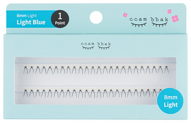 깜빡 인조 가닥속눈썹 패키지버전 8mm 라이트 1기둥, 블랙, 1개