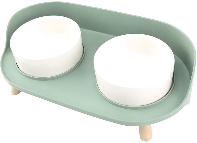 도그아이 반려동물 타이디 테이블 식기 2구, 딥그린, 1세트