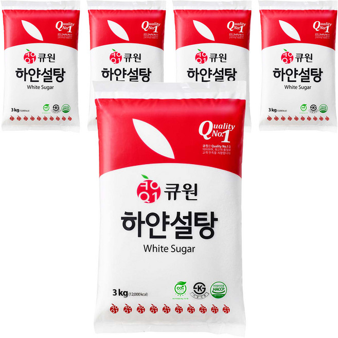 큐원 하얀 설탕, 3kg, 5개