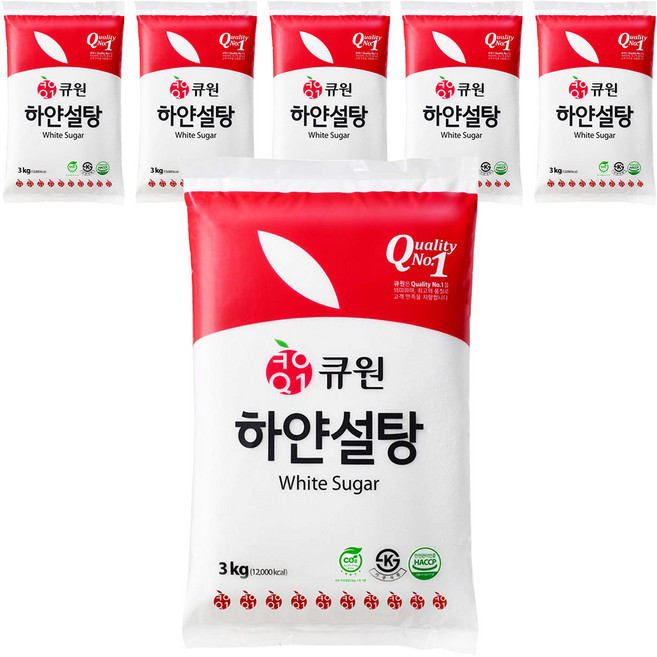 큐원 하얀 설탕, 3kg, 6개