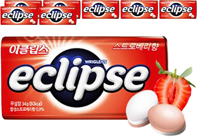 이클립스 스트로베리향 캔디, 34g, 8개