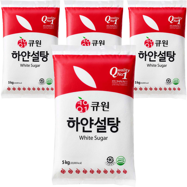 큐원 하얀 설탕, 5kg, 4개