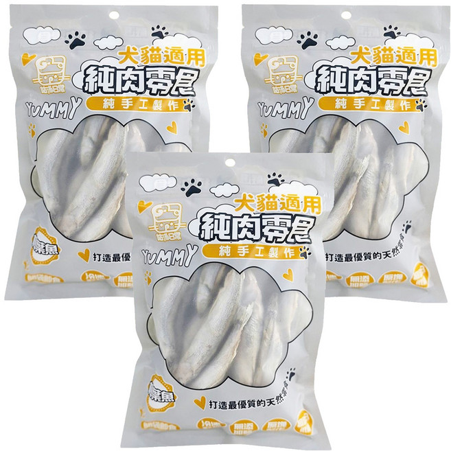咕沛日常 寵物純肉凍乾零食 魚條, 3個, 柳葉魚, 100g