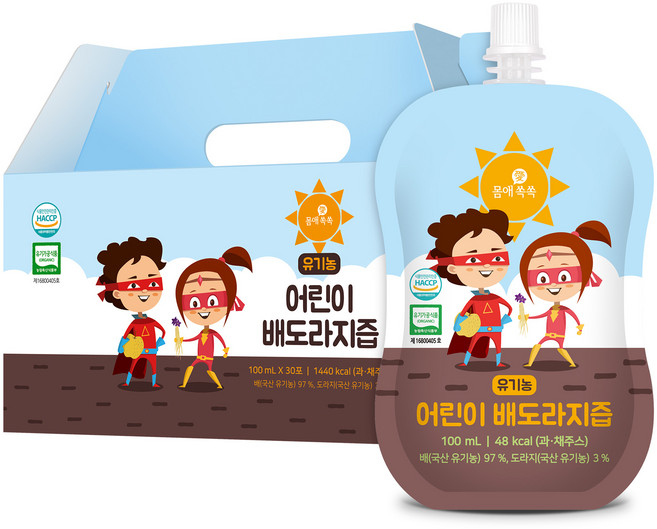 몸애쏙쏙 유기농 어린이 배도라지즙, 3L, 1개, 혼합맛(배/도라지)