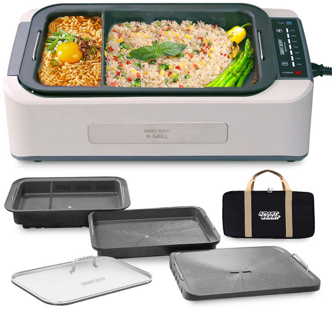 스마트베리 K그릴 짬짜팬 전기그릴 아이보리, SBG-K01