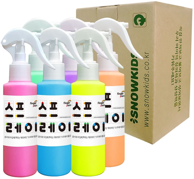 스노우키즈 스프레이 유아물감 풀세트, 140ml, 6색 - 쿠팡
