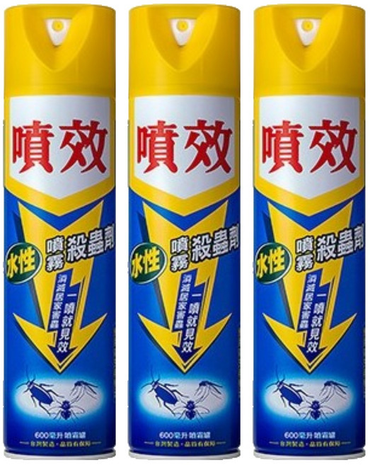 噴效 水性噴霧殺蟲劑, 600ml, 3瓶