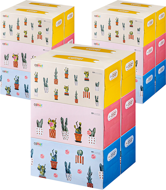 코멧 프리미엄 부드러운 천연펄프 미용티슈, 280매, 18개