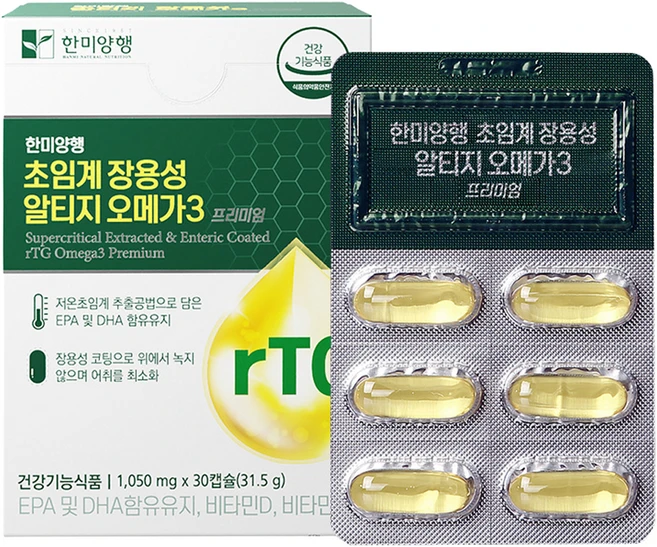 한미양행 초임계 장용성 알티지 오메가3 31.5g, 30정, 1개 - 쿠팡