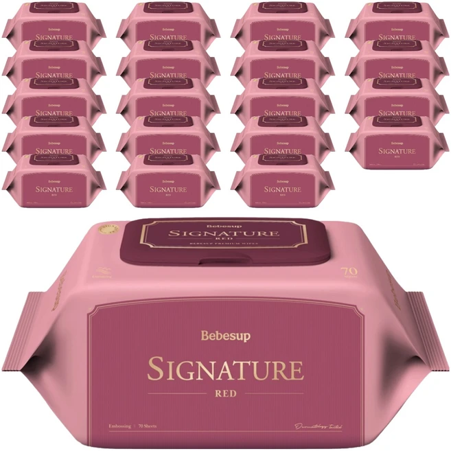 베베숲 시그니처 레드 유아물티슈 캡형, 80g, 70매, 20개 - 쿠팡