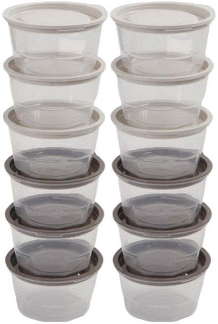 Nineware 圓形密封容器 6件組, 灰色350ml*3個 + 象牙色350ml*3個, 2組
