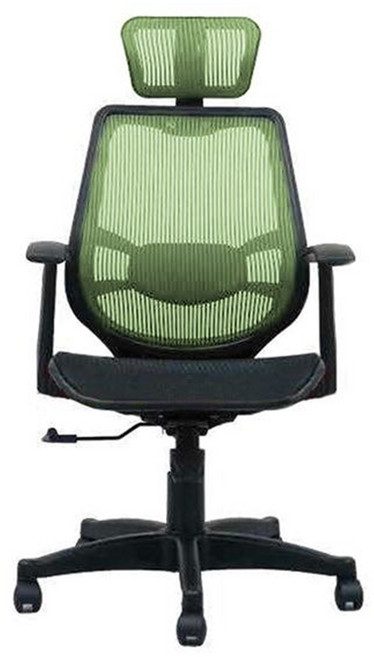 台灣製造頭枕電腦椅 AH-02 58 x 50 x111cm 綠色 人體工學設計 透氣網布