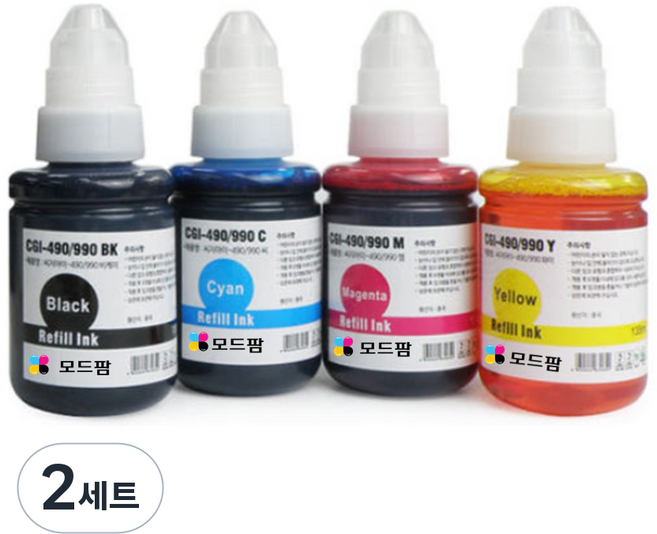 모드팜 GI-990 리필 잉크 4종, 검정, 노랑, 빨강, 파랑, 2세트