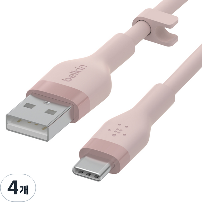 벨킨 플렉스 USB A-C타입 고속 충전 케이블 CAB008bt1M, 핑크, 1m, 4개