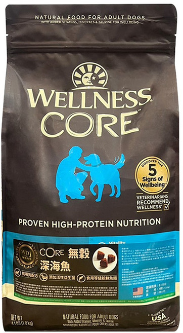 WELLNESS 寵物健康 CORE 無穀系列 成犬乾飼料, 1.8kg, 1袋, 深海魚