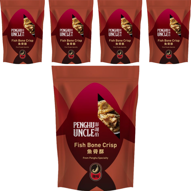 澎湖伯 魚骨酥 辣味, 100g, 5包