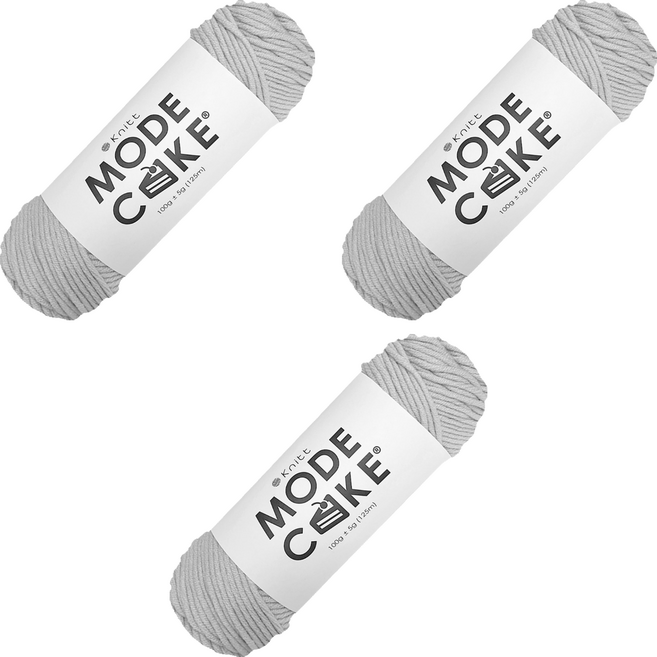 Knitt Mode Cake 線 100g, 灰色, 3個
