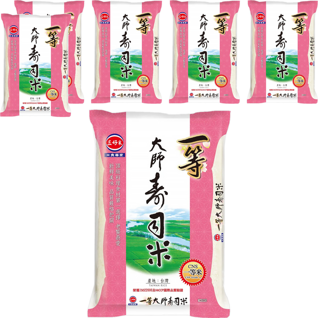 三好米 一等大師壽司米, 一等米, 2.5kg, 6包