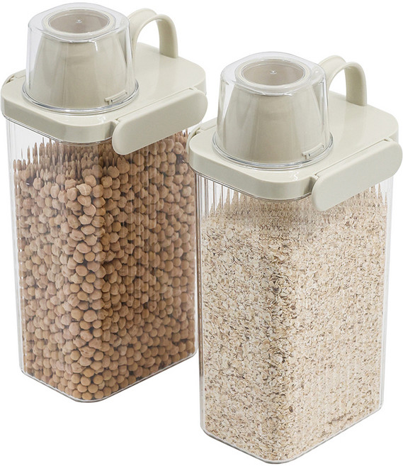 키볼리 키친 밀폐 잡곡통 1800ml, 투명, 2개