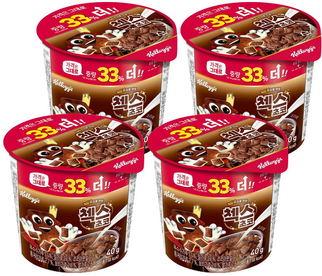 첵스초코 오곡으로 만든 컵 시리얼, 40g, 4개