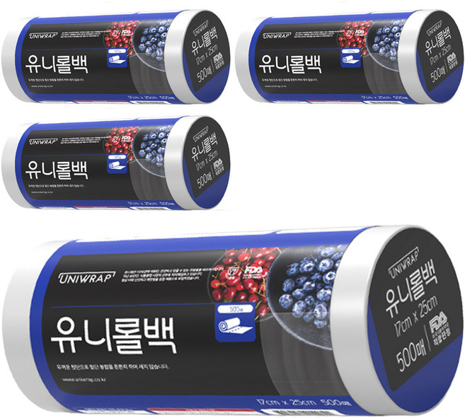 유니랩 유니롤백 소 17cm x 25cm, 소(S), 500개입, 4개