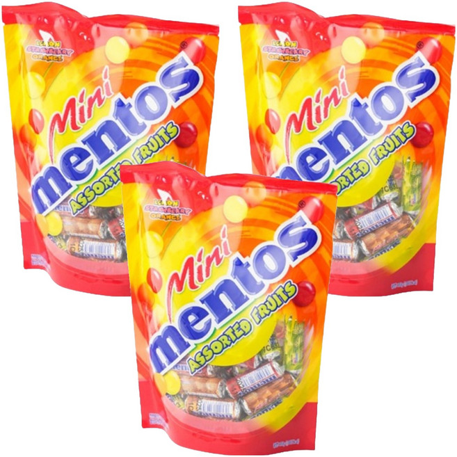 mentos 曼陀珠 迷你水果軟糖, 310g, 3個