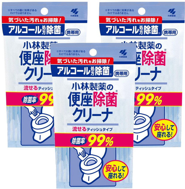 KOBAYASHI 小林製藥 馬桶座墊專用清潔濕紙巾, 1入, 3包
