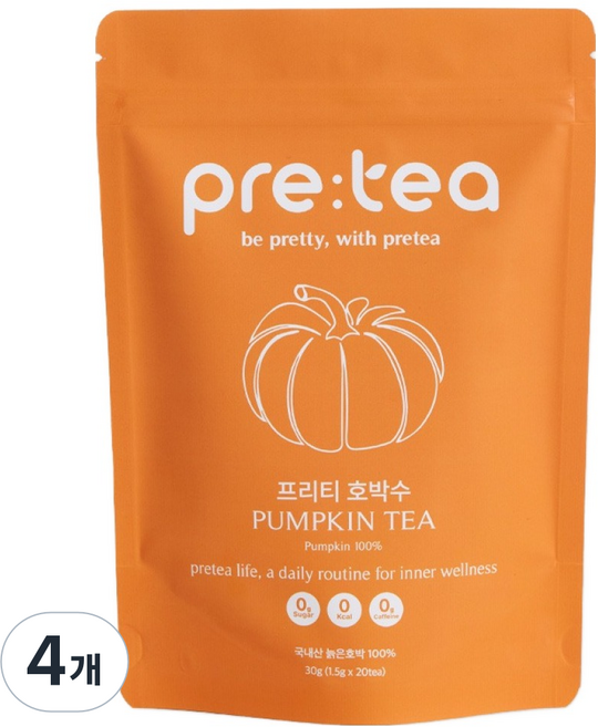 프리티 호박수 티백, 1.5g, 20개입, 4개