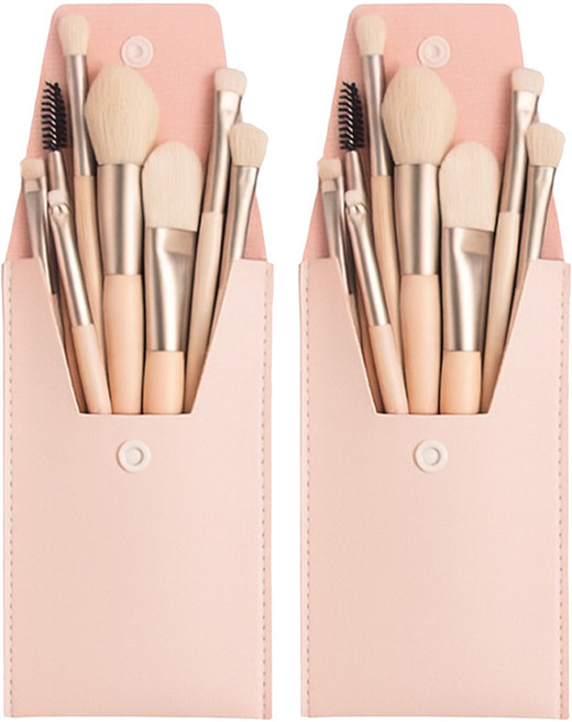 쭈니즈 메이크업 브러쉬 립 아이 블러셔 쉐딩 파우더 미니 브러쉬세트, 살구, 2개