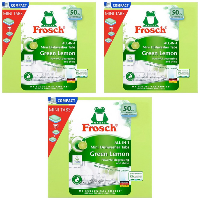 프로쉬 식기 세척기 세제 그린레몬 50p, 450g, 3개