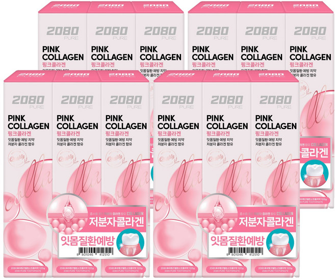 2080 퓨어 핑크 밸런스 잇몸치약, 120g, 12개