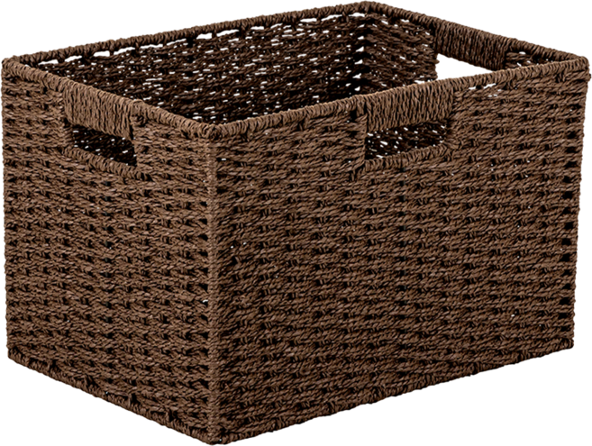 編織收納籃 23.5L 咖啡色 38 x 26 x 24 cm, 1個