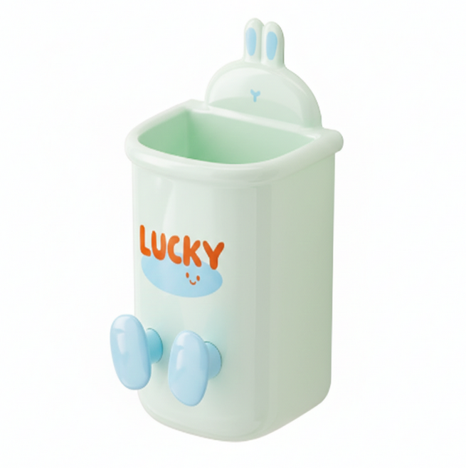 벨로나이트 무타공 욕실 전동 칫솔 치약 벽걸이 수납함, 그린, 1개